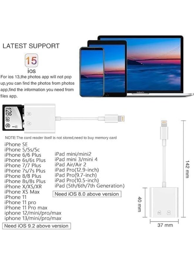 قارئ بطاقات SD وTF للموبايل | محوّل كاميرا Lightning وUSB OTG محمول – جودة موثوقة - Image 3
